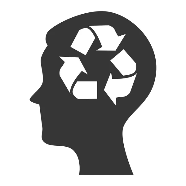 Silhouette head icon recycle environment isolated — Stock Vector