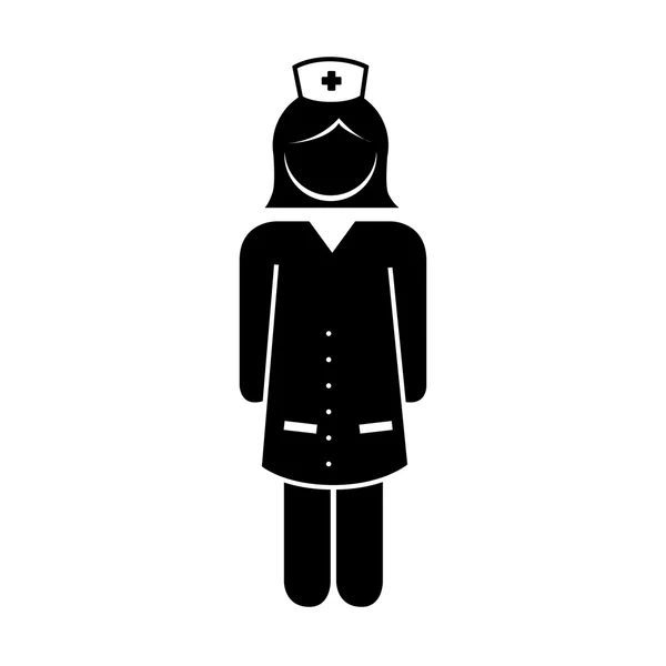 Silhouette Symbol Personal medizinischer Dienst isoliert — Stockvektor