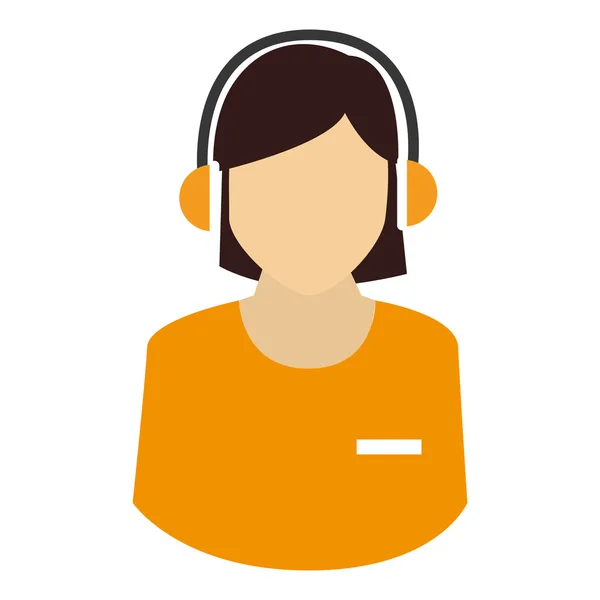 Silhueta pessoa call center fone de ouvido isolado — Vetor de Stock