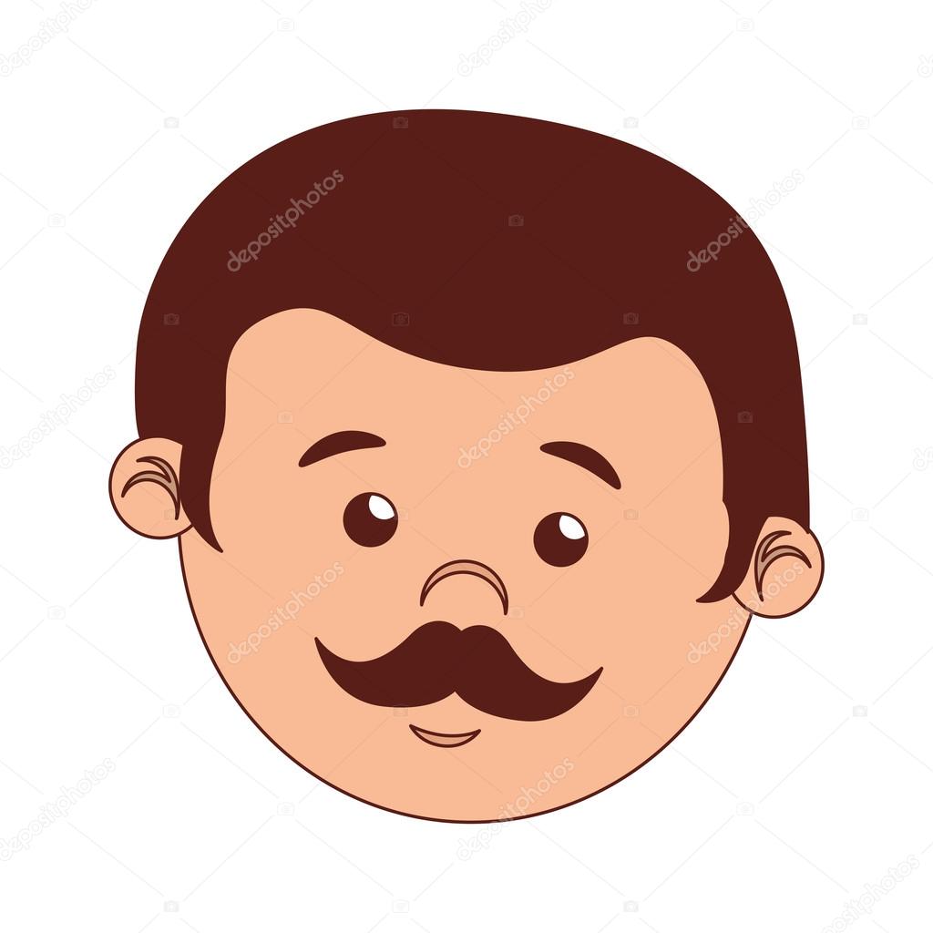 Visage Homme Dessin Anime Moustache Isole Image Vectorielle Par Yupiramos C Illustration