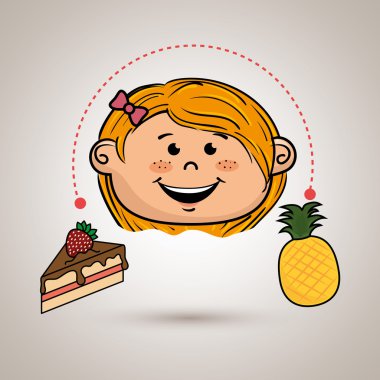 kız meyve pasta tatlı
