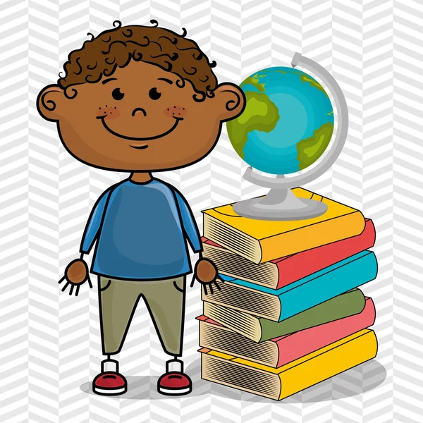 Pojke student böcker globala — Stock vektor