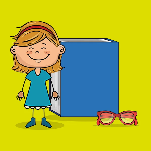 Studentin Mädchen Buch Brille Studie — Stockvektor