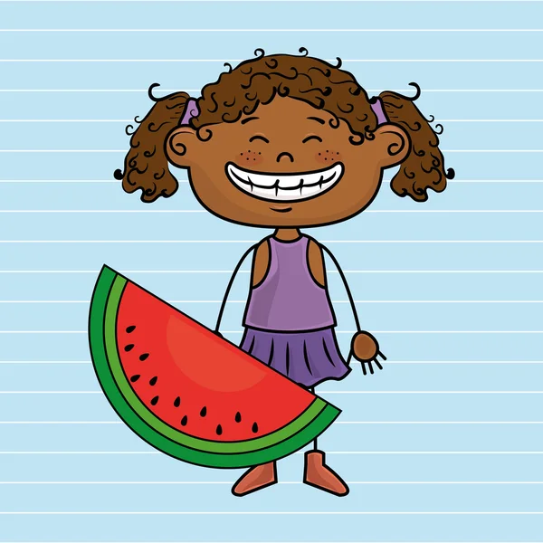 Girl cartoon fruit food — Stock Vector