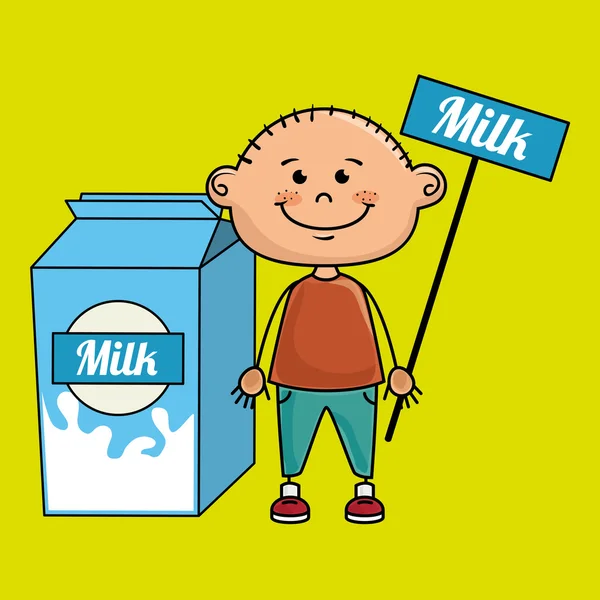 小男孩牛奶盒 — 图库矢量图片