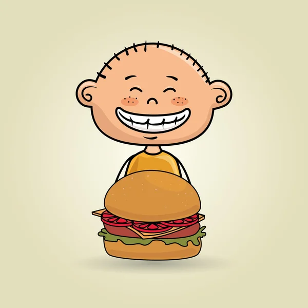 Garçon burger nourriture — Image vectorielle