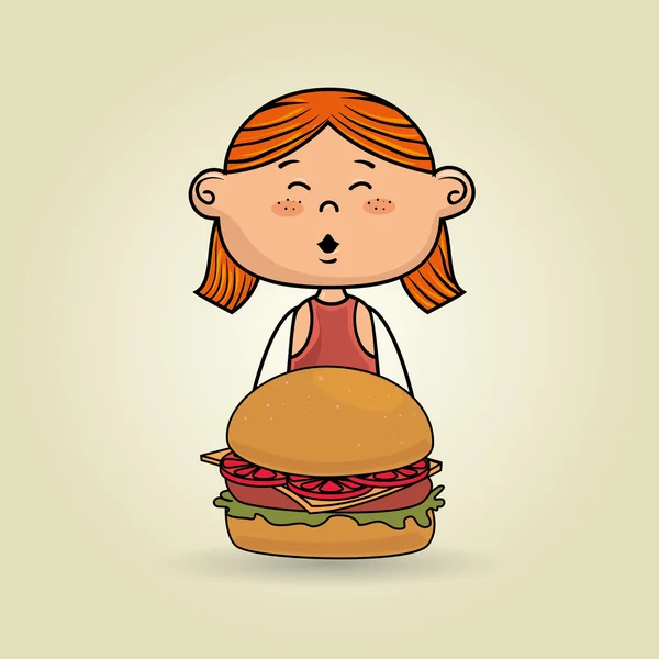 Κοπέλα μπιφτέκι τροφίμων — Διανυσματικό Αρχείο