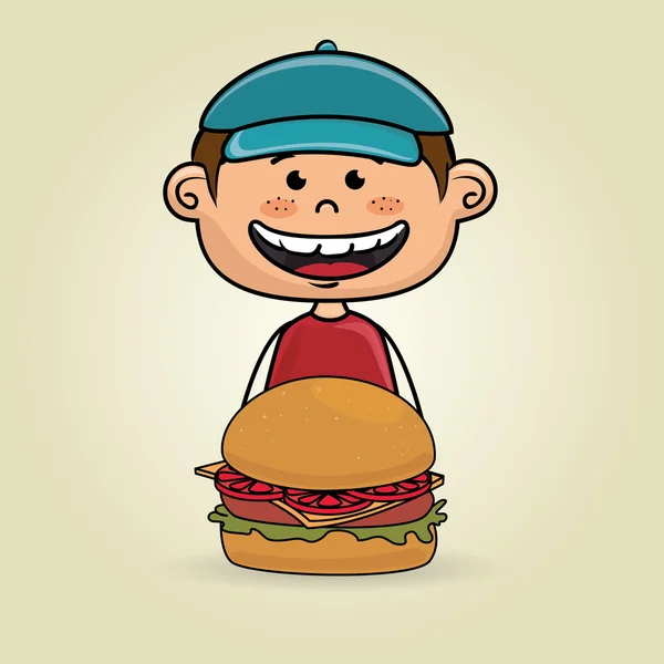 Comida hamburguesa chico — Archivo Imágenes Vectoriales