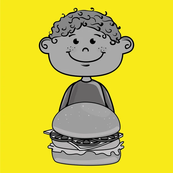 少年ハンバーガー食品 — ストックベクタ