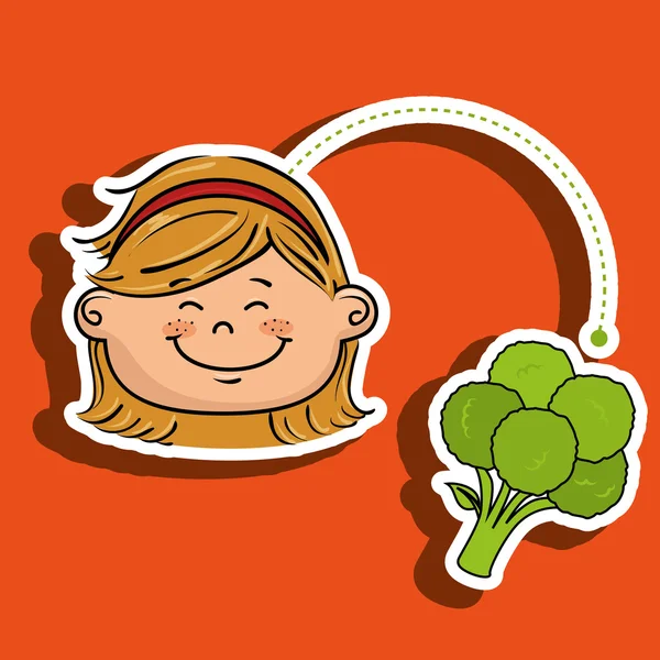 女の子野菜食品健康 — ストックベクタ