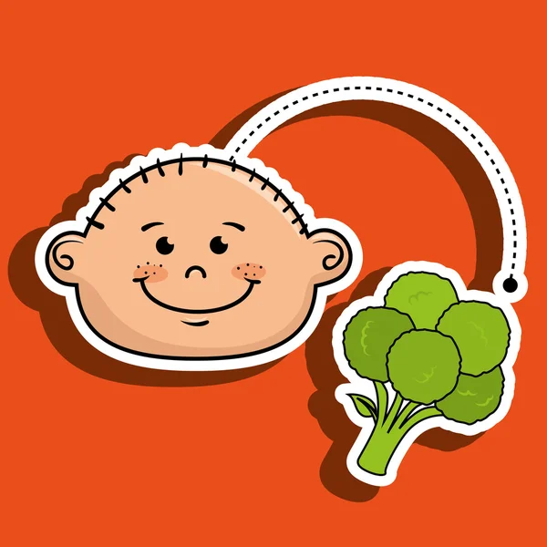 Niño vegetal alimentación salud — Vector de stock