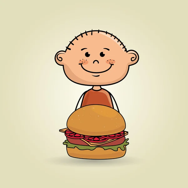 Garçon burger nourriture — Image vectorielle