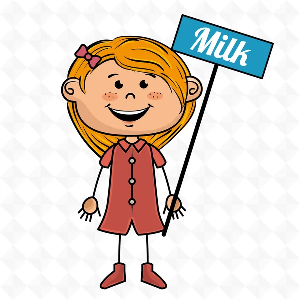 Κορίτσι γάλα κουτί ποτό — Διανυσματικό Αρχείο