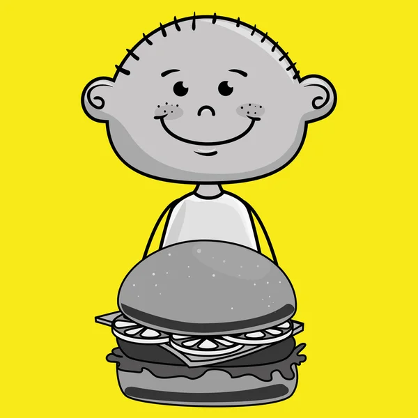 Garçon burger nourriture — Image vectorielle