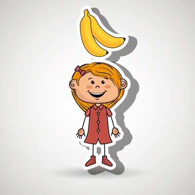 Kız çizgi film meyve gıda