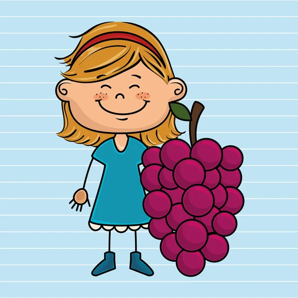 Kız çizgi film meyve gıda