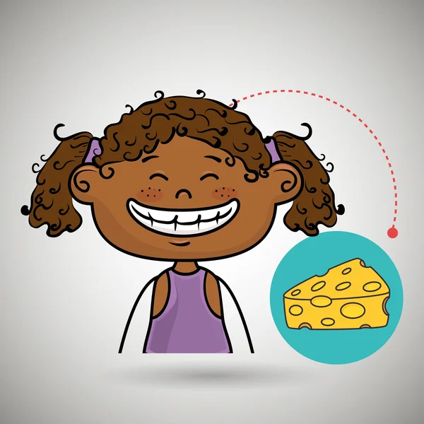 Chica queso comida comer — Archivo Imágenes Vectoriales