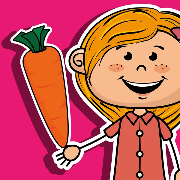 Dziewczyna warzywa widelec marchew — Wektor stockowy