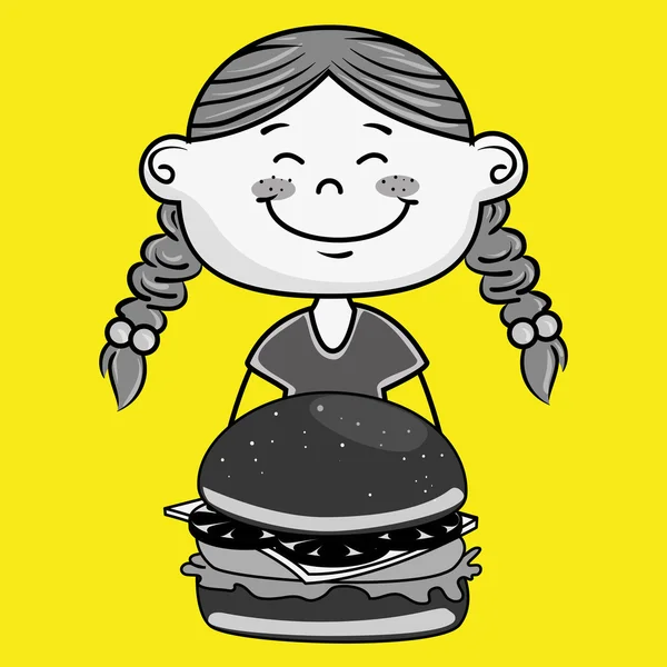 女の子バーガー食品 — ストックベクタ