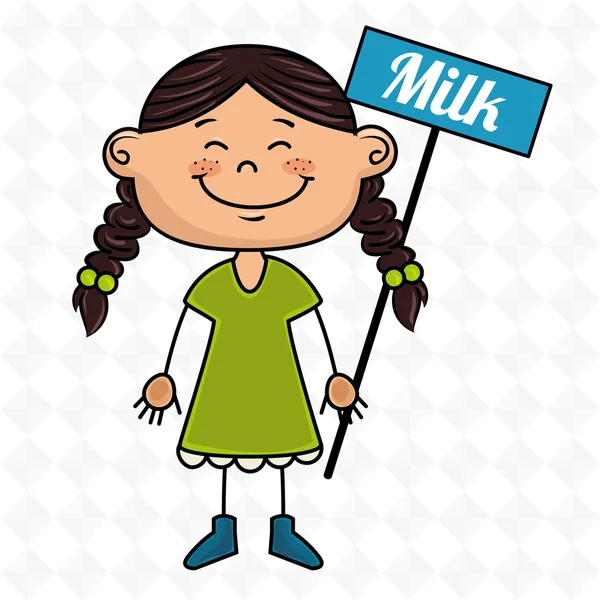 Girl milk box drink — Stock Vector