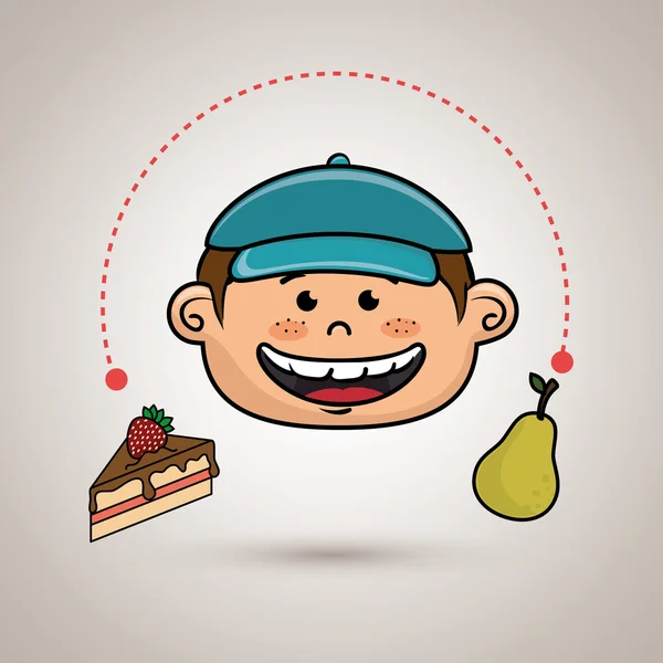 Garçon gâteau aux fruits dessert — Image vectorielle
