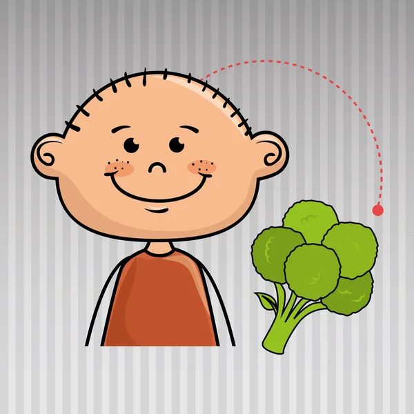 Здоровье овощной пищи мальчика — стоковый вектор