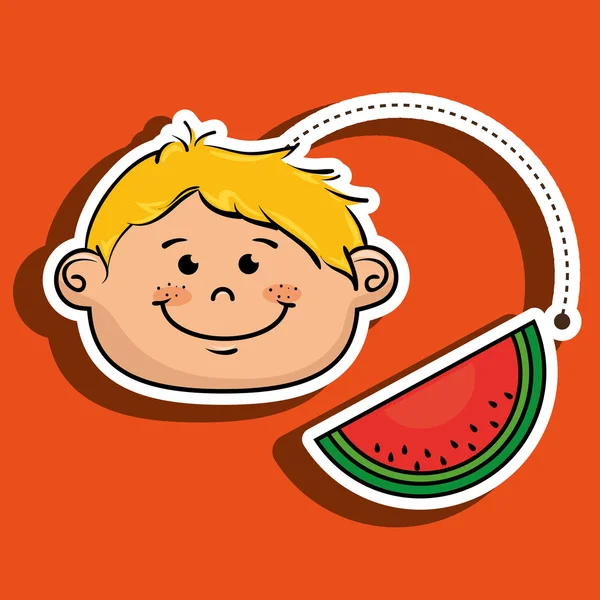 Chłopiec jedzenie warzywo zdrowie — Wektor stockowy