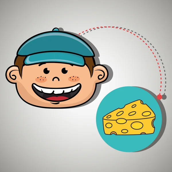 Garçon fromage nourriture manger — Image vectorielle