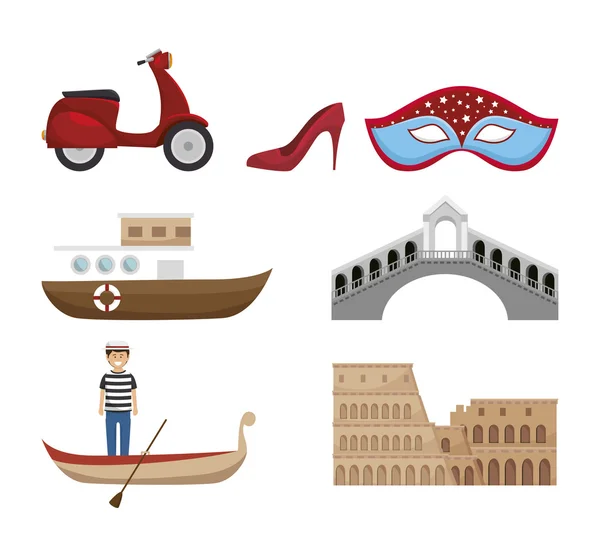Kultury Włochy zestaw ikon — Wektor stockowy