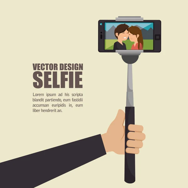 Monopod fotografia selfie estilo isolado — Vetor de Stock