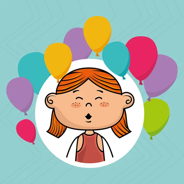 Dívka balony strana kreslený — Stockový vektor