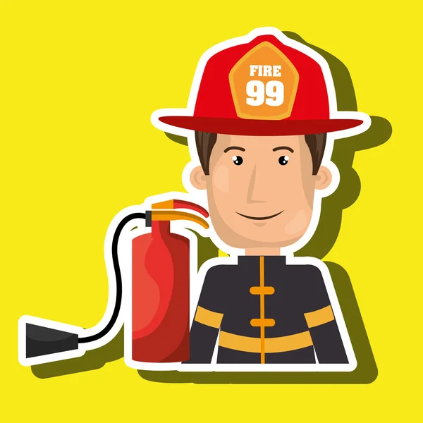 Brandman brandsläckare skyddande — Stock vektor
