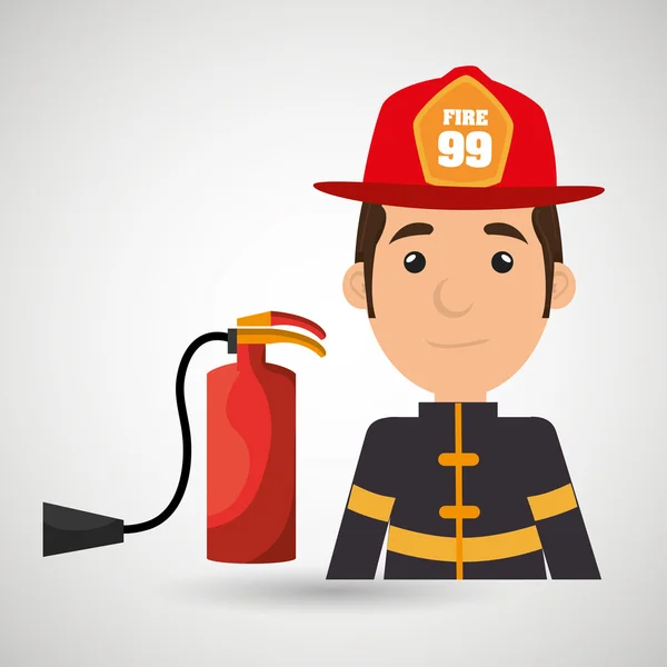Firefighter extinguisher protective — Stock Vector