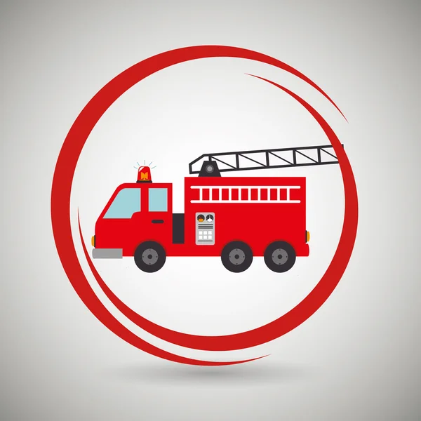 Truck fireman rescue fire — Stock Vector