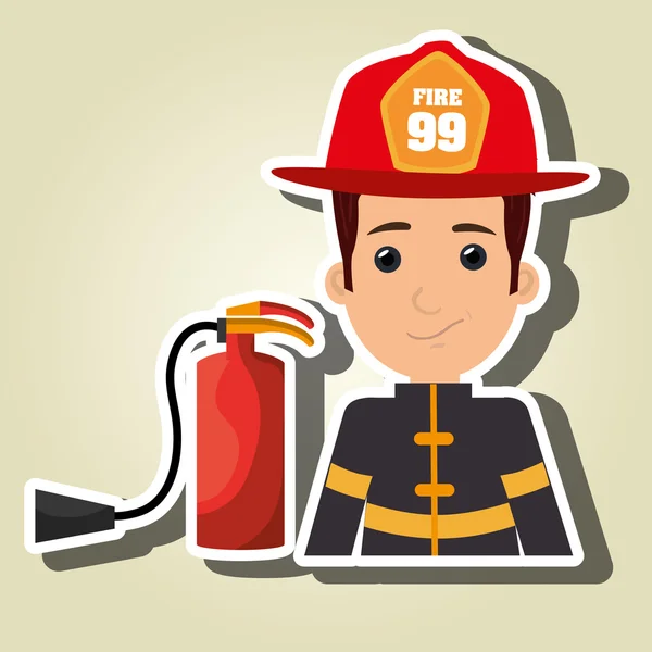 Firefighter extinguisher protective — Stock Vector