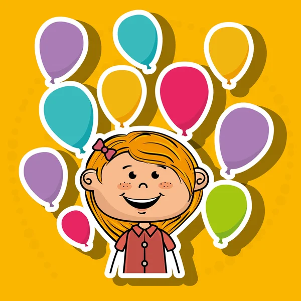 Девушка воздушные шары вечеринка мультфильм — стоковый вектор