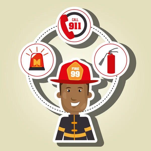 Man firefighter extinguisher — Stock Vector