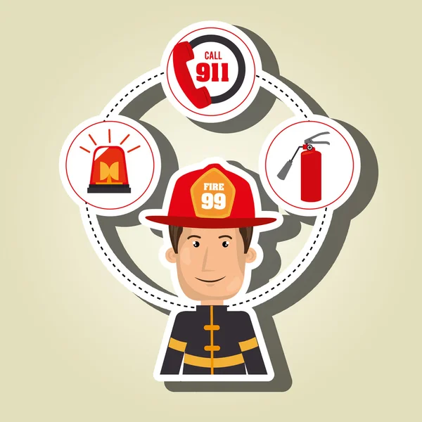 Człowiek strażak gaśnica — Wektor stockowy