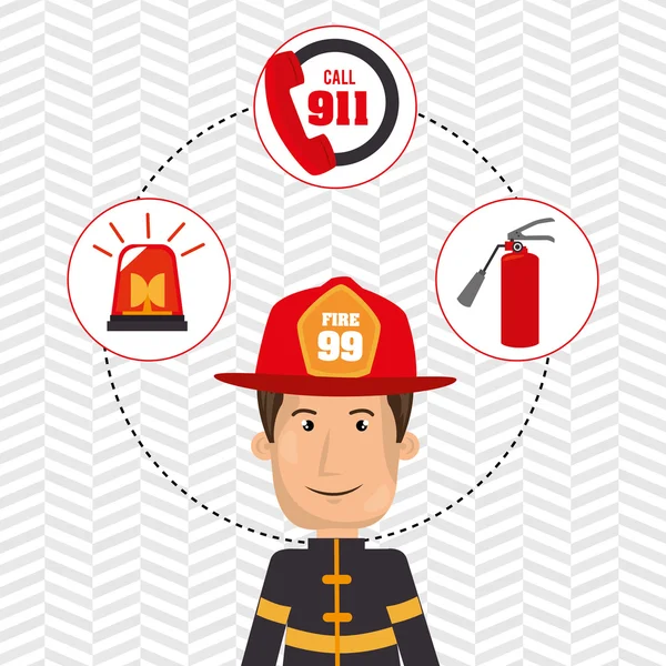 Man firefighter extinguisher — Stock Vector