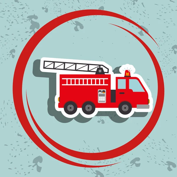 Truck fireman rescue fire — Stock Vector