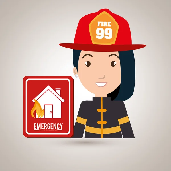 Woman fire house icon — Stock Vector