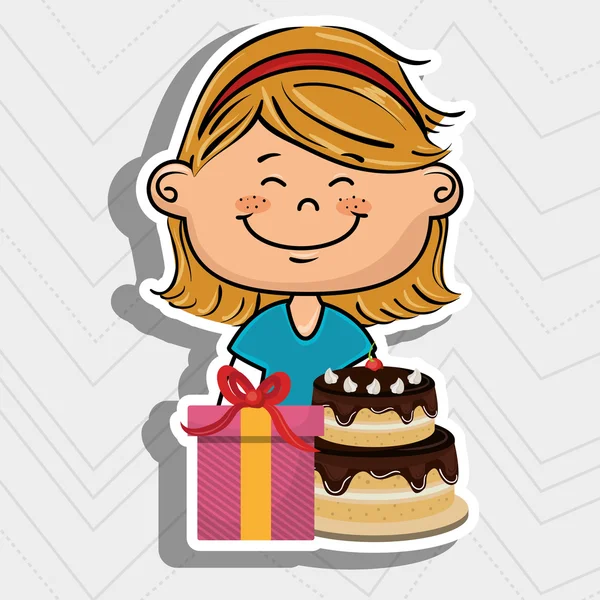 Boîte cadeau gâteau fille — Image vectorielle