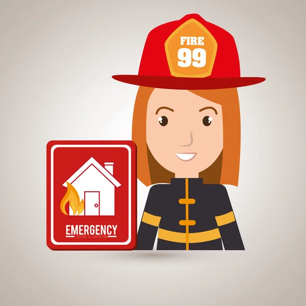 Woman fire house icon — Stock Vector