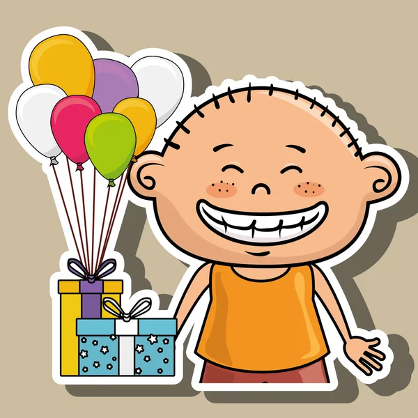 Boy balloons gifts — Stock Vector