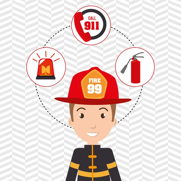 Man firefighter extinguisher — Stock Vector