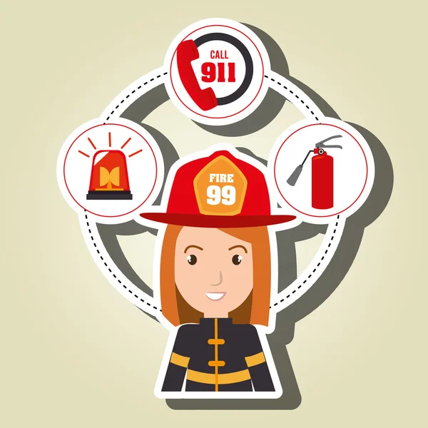 Жінка пожежний вогнегасник — стоковий вектор