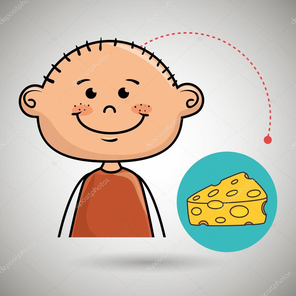 Boy cheese food eat — Stock Vector © yupiramos 122000032