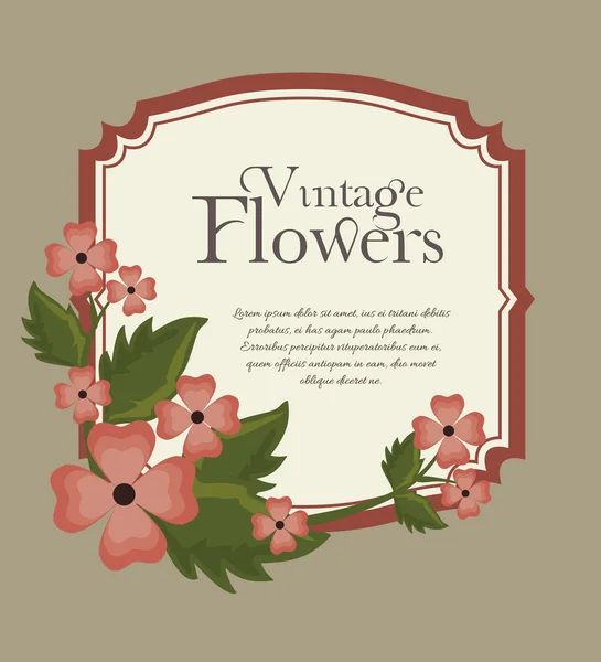Vintage flowers frame decoration — Stock Vector