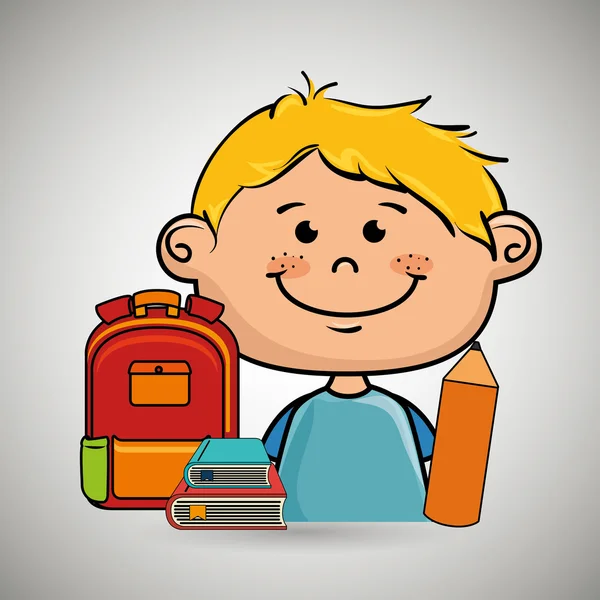 Хлопчик студентська сумка кольорова книга — стоковий вектор