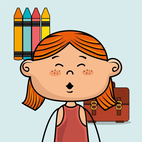 Schülerin färbt Schulgepäck — Stockvektor